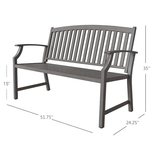 50" Black Metal Outdoor Bench M419879