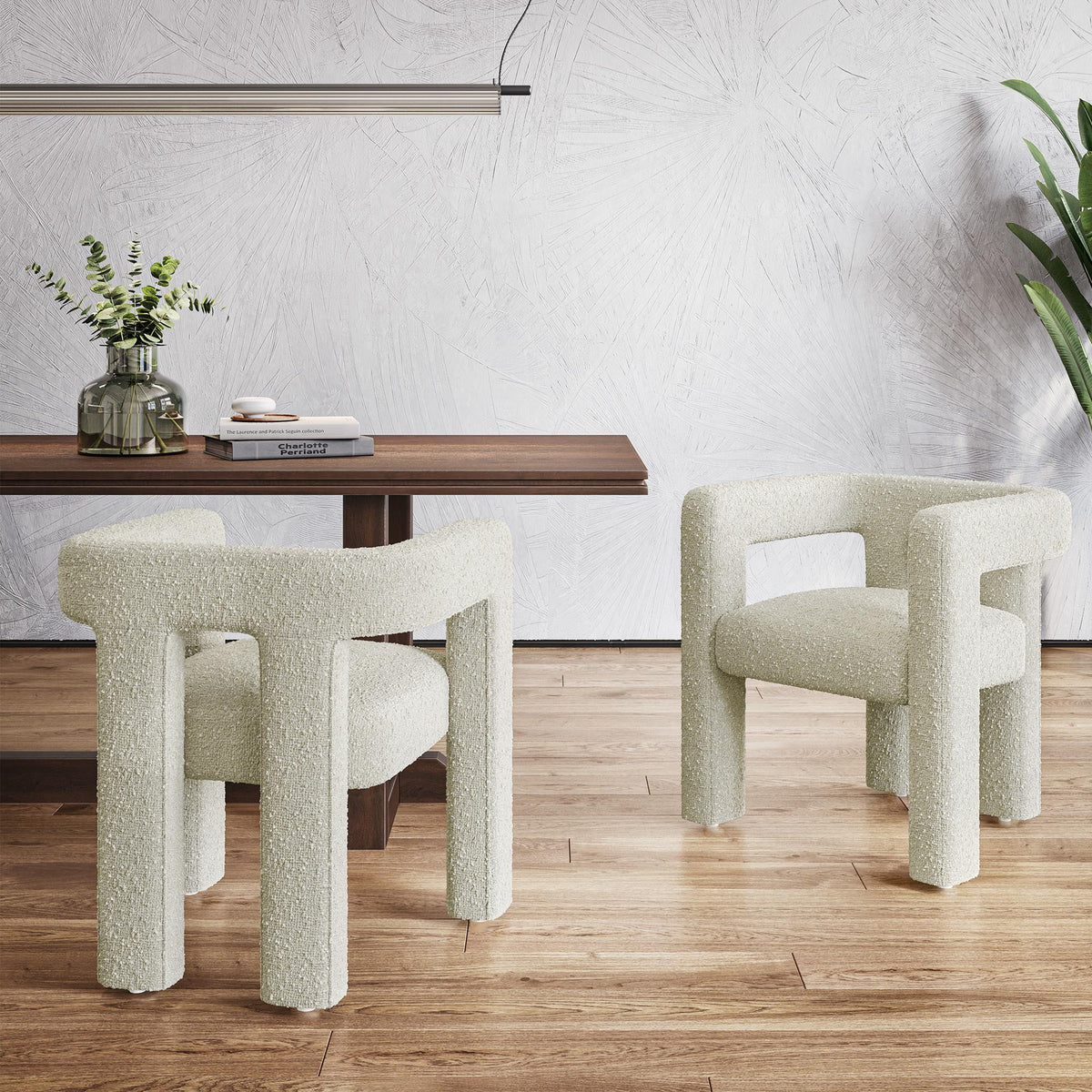Cream Boucle Dining Chairs Set of 6 B969995