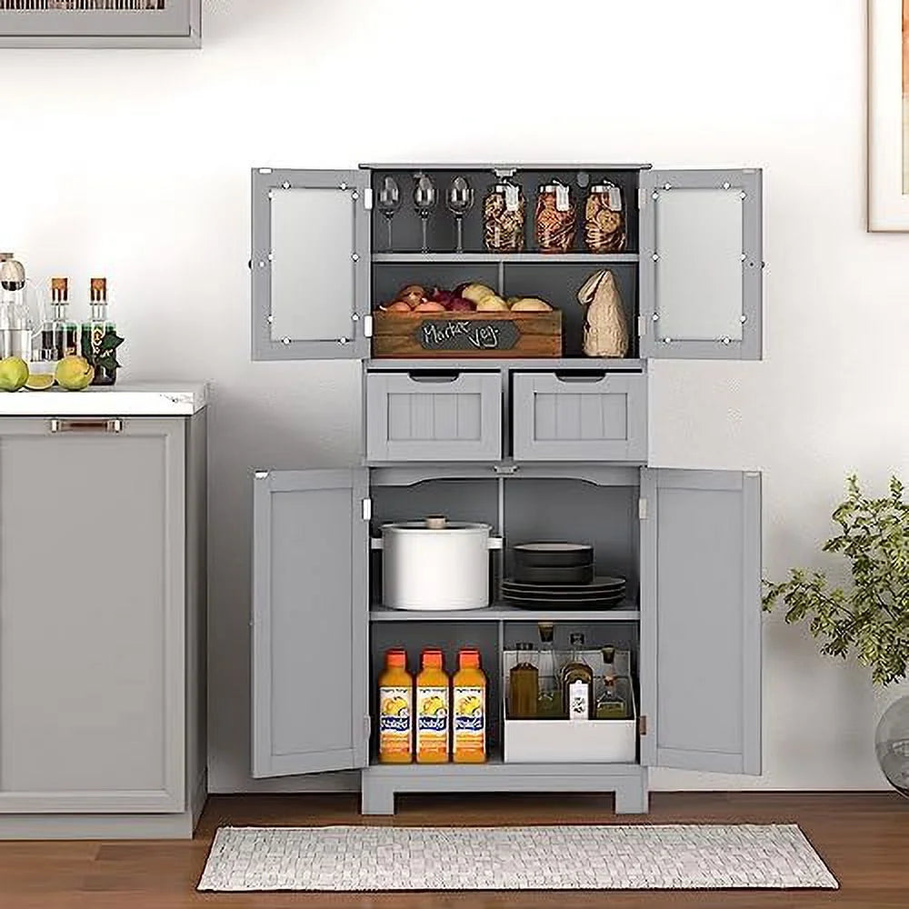Bathroom Floor Cabinet with Glass Doors F9620